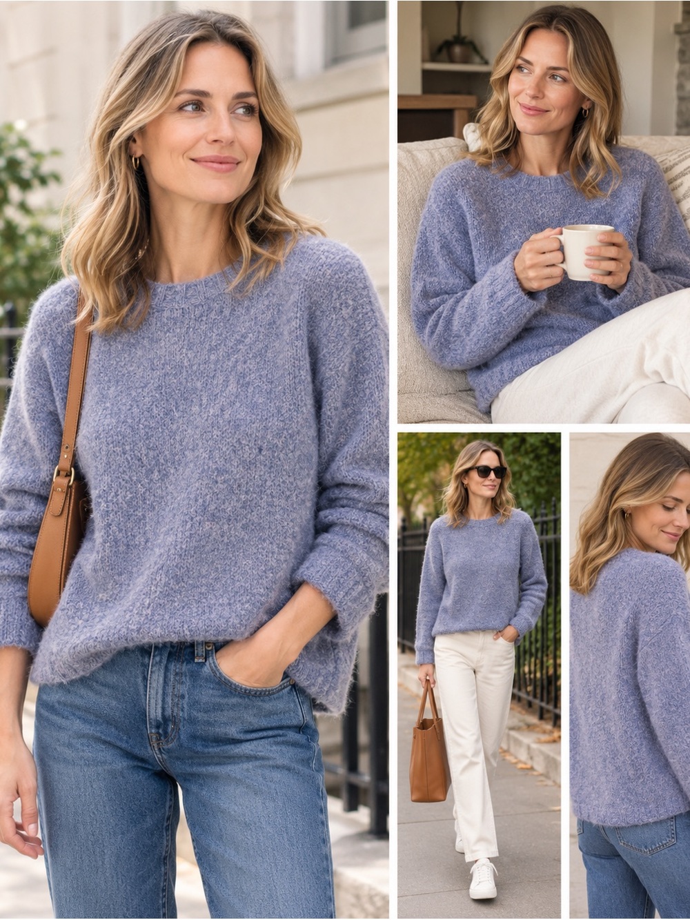 John + Jenn Lilac Fuzzy Crewneck Sweater